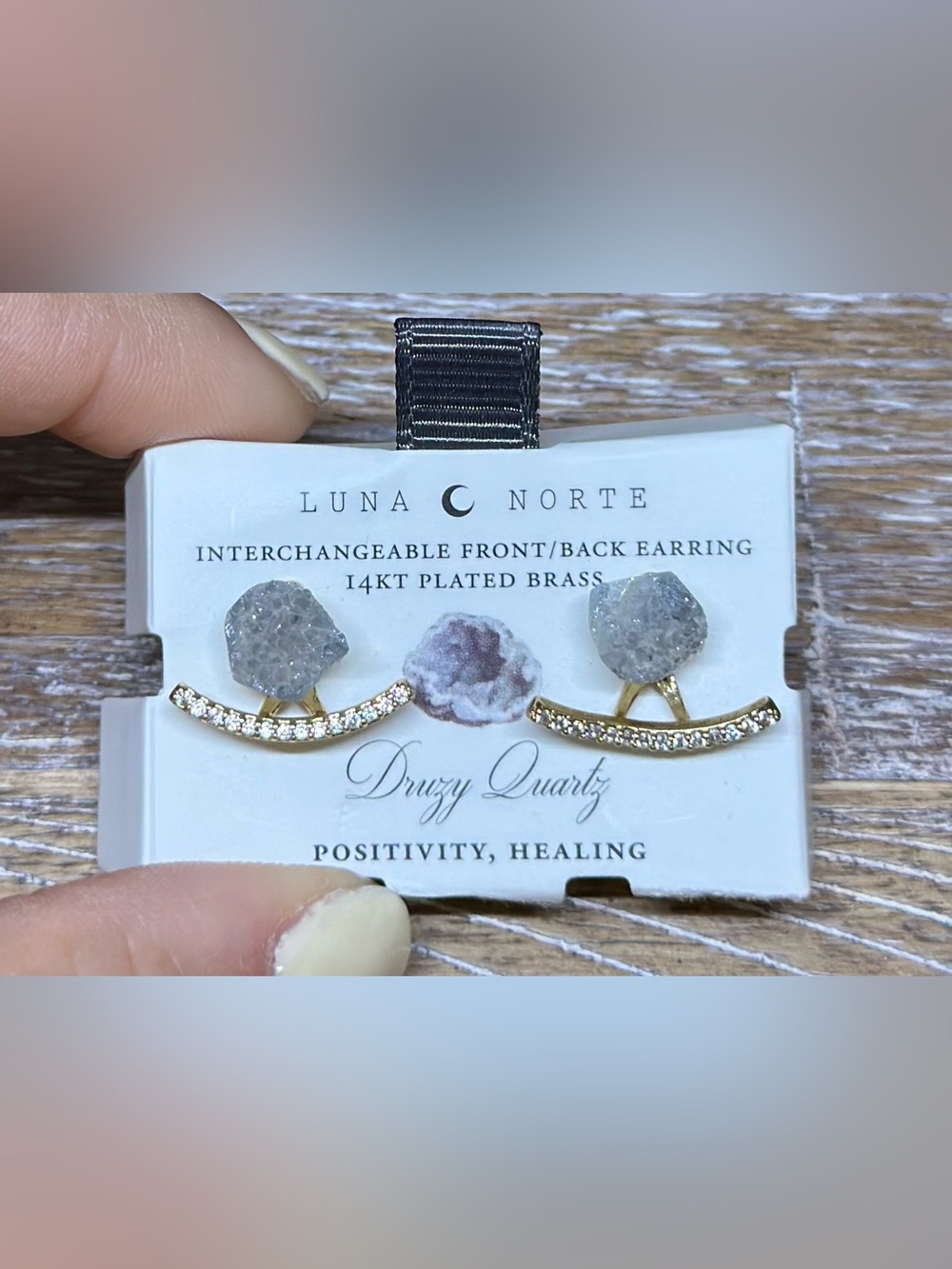 Quartz Earrings - 14KT Plated Brass